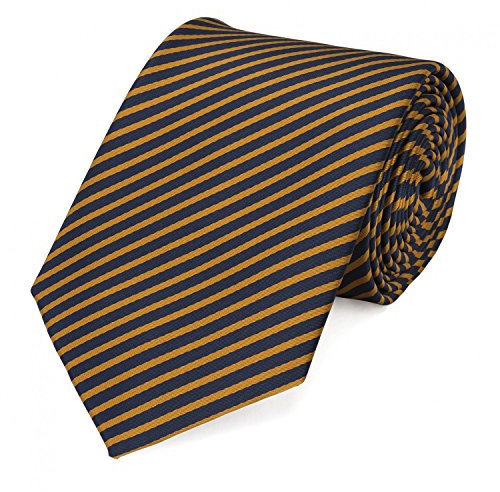 Fabio Farini - elegante, blau-gelb gestreifte 8 cm Krawatte, immer ein gutes Geschenk