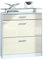 Vladon Schuhschrank Loret 89 x 104 x 23 cm Schuhkipper für 16 Paar Schuhe mit 1 Schublade, 1 Glasablage, Farben Weiß matt & Creme Hochglanz