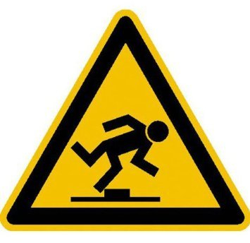 Indigos UG Aufkleber Warnung vor Stolpergefahr Warnschild, 20 cm - selbstklebender Sicherheits Aufkleber für Tür oder Wand - Warnschild für Gebäude, Hotel, Büro, Firma, Haus, Praxis