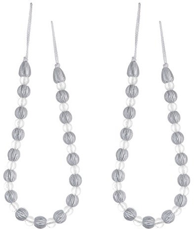 VORCOOL 2 Pcs Vorhang Raffhalter Acryl Perle Gardinen gebunden Schnalle Fenster Vorhang Dekoration (Silber und Weiß)