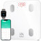 Pèse Personne Impédancemètre, FITINDEX Balance Connecté, Pèse-Personne Bluetooth Balance Salle de Bains Impedancemetre avec 13 Données Corporelles (BMI/Muscle/Graisse Corporelle/Masse Osseuse), Blanc