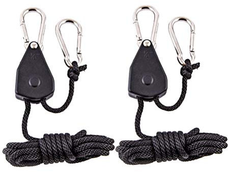 VOSAREA 2PCS 1/4 Inch Heavy Duty Adjustable Hanger - Reinforced Metal Internal Gears Ratchets for Grow Light Fixtures Gardening