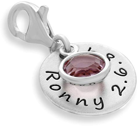 Charms Anhänger 925 Silber Gravur Charm personalisiert Geschenk Geburt Zusatzanhänger Name Namensgravur Bettelarmband Geburtsstein | HANDMADE IN GERMANY