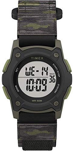 Timex Jungen Time Machines Digital Schwarz/Grüne Camouflage Schnell-Wickel-Armbanduhr TW7C77500