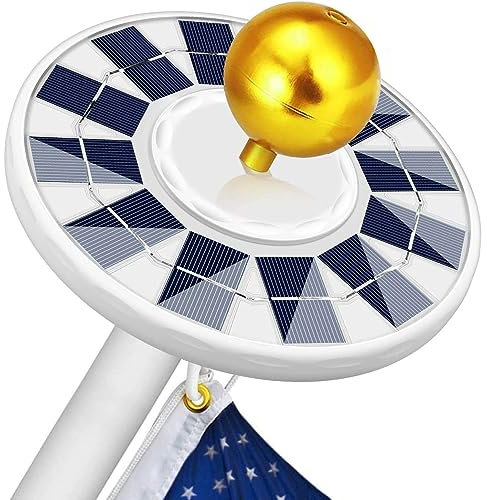 Solar Flag Pole Light 128 LED Light, Super Bright Led Solar Powered Lights on Most 15 to 25Ft Flagpole 100% Flag Coverage, 2 Modes 2500MAH Downlight up Flag, IP67 Waterproof Auto On/Off Night Lighting
