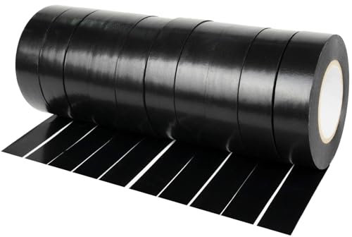 WELSTIK 10 Rolls Black Electrical Tape 19mm x 20m for Insulating, Repairing and Protecting Electrical Wires
