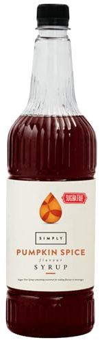 SIMPLY Sugar Free Pumpkin Spice Syrup (1 Litre) | Low Calorie, Vegan & Nut Free Flavoured Syrup for Coffee, Cocktails & Baking