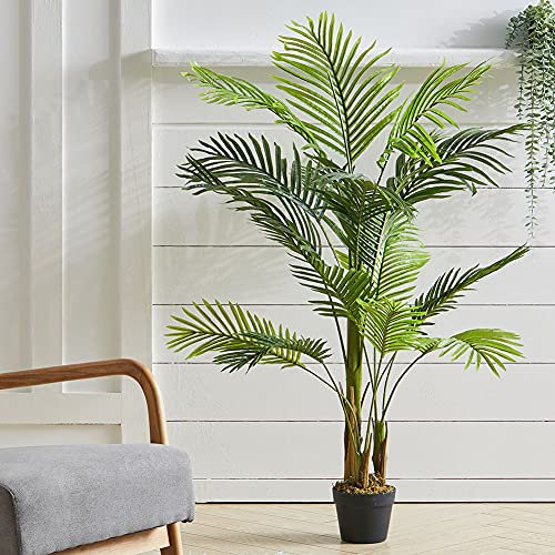 INMOZATA Artificial Trees Outdoors Areca Palm Tree 150cm High Tropcial Fake Decorative Plants in Pot for Indoor Outdoor Garden