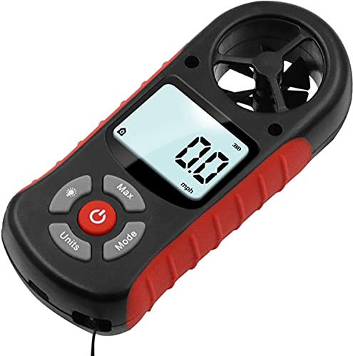 XIXIDIAN Compteur de Vitesse du Vent d'anémomètre numérique pour mesurer la Vitesse et la température du Vent, avec rétroéclairage et Max/Min, pour HVAC Évents, Voile de Bateau, tir