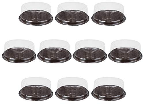 Lurrose 10Pcs Disposable Cake Container with Dome Lids Plastic Cake Box Round Cake Carriers Transport Cake Holder Display Case for Birthday Wedding 8Inch