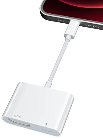 YEHUA Adaptateur HDMI pour iPhone vers TV(Aucune Alimentation Nécessaire) Câble HDMI 1080P pour iPad, Adaptateur AV Numérique pour iPhone/Pad/Pod vers TV/Projecteur/Moniteur