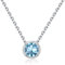 Qings Blau Anhänger Edelstein Halskette März Geburtsstein Ketten 925 Sterling Silber Personalisierte Kette Kristall Geburtssteine Jubiläum Geburtstag Geschenk für Damen Mädchen