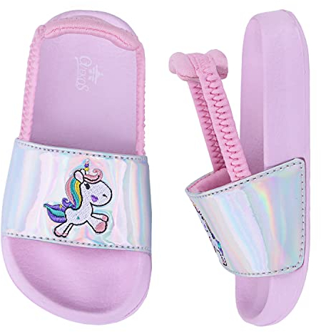 Youecci Ciabatte da Spiaggia per Bambini Pantofole da Bagno per Ragazzi Ragazze Scarpe da Piscina Estive da Spiaggia Sandali Unisex per Interni All'aperto Unicorno Argento 24 EU