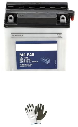 KOMPATIBEL MIT Piaggio Vespa LX 4T (C38300) 50 2005 A 2008 Bosch AKKU BEREITS EINSATZBEREIT YB9-B 12V 9AH BATTERIEN 9 AMP Motorrad Roller KOMPLETT M4F250 136X76X134MM