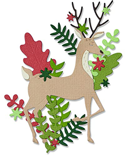 Sizzix Sizzx Thinlits Stanzschablonen 19PK Delightful Deer von Lisa Jones | 665945 | Kapitel 3 2022, Multicolour, One Size