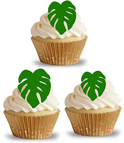24 edible PRE CUT Jungle rainforest leaves kids childrens party decorations Wafer Paper Cupcake Topper Cake