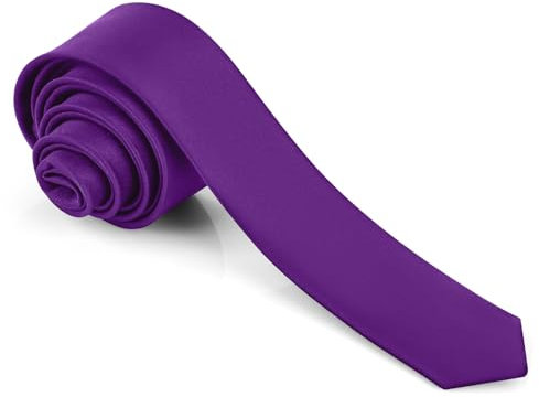JUNMEISI Cravates pour hommes - Couleur unie - Couleur pure - 4 cm - Cravate fine - Noir, violet, Small