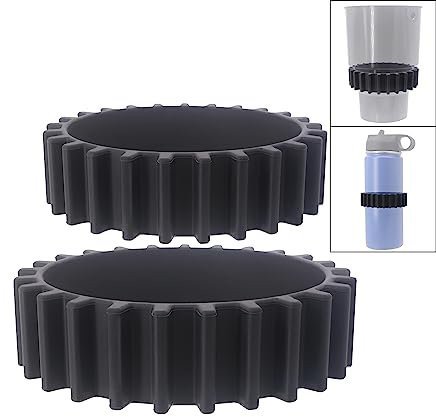 iSaddle Car Cup Holder Cup Keeper Beverage Bands - Silicone Elastic Car Cup Holder Gap Filler Compatible with Yeti Ramblers Hydro Flasks Most 12-46oz Bottles Soda Cans Cup Expander (2 Pack)