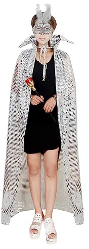 Damen Halloween Umhang Herren Glitzer Cosplay Kostüm Lange Pailletten Fasching Mantel Erwachsene Rollenspiel Cape Kanerval Fasching Kostüm Cape Ostern Party Zubehör