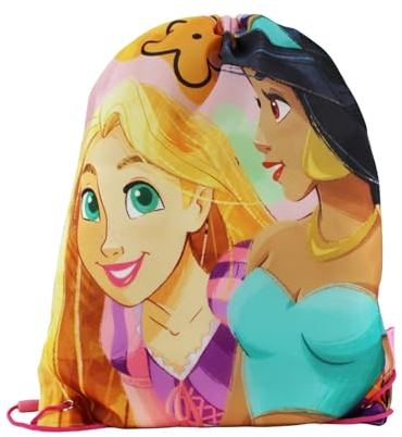 Disney Princesse Turnbeutel für Mädchen, Kinder Rucksack mit Kordelzug, Gepäcktasche, Reisesack Rucksack, Geschenk für Kinder