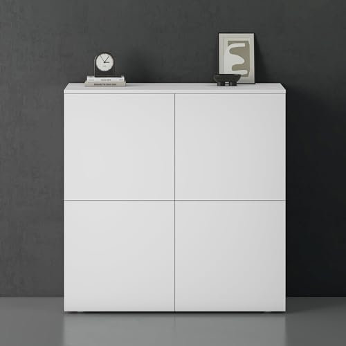 doporro Sideboard Kommode 100 cm in Matt Weiß Aufbewahrungsschrank Bodenstehend für Ihren Wohnbereich Viel Stauraum Schrank 04