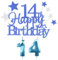Kuchen Deko 14 Geburtstag Mädchen Jungen,Happy 14th Birthday Blau Cake Topper with 3D Geburtstag Kerzen Nummer 14,Geburtstag Cake für Teenager Junge Party Decoration (9 Stück)