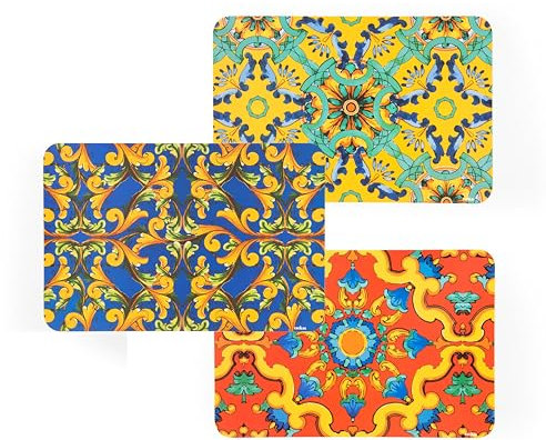 Excelsa Trinacria Set 6 Tovagliette Rettangolari, Cm. 43,5 x 29, Decori Assortiti, Plastica PP