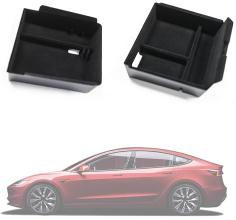 TOPABYTE Center Console Organizer for Tesla Model Y Juniper Model 3 Highland 2025 2024 Flocked Centre Console Storage Organizer Tray Accessories (Pack of 2)