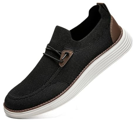 CAIQDM Zapatos cómodos Antideslizantes para Hombres Zapatos Casuales para Caminar Casuales Retro Moda Ligera y Transpirable de Jogging Moda Negro 41 EU