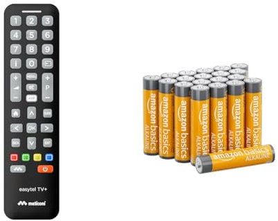 Meliconi Easytel TV+ Telecomando Universale per TV, comanda anche le funzioni di base delle Smart TV & Amazon Basics - Batterie alcaline AAA 1.5 Volt, Performance, confezione da 20