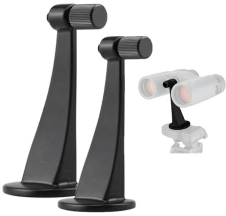 2 Pezzi Adattatore Supporto Treppiede Binocolo , Staffa di Supporto Treppiede Binocolo in Lega di Alluminio ¼ di Pollice Birdwatching Staffa di Supporto Binoculare Nero Base Stabile in Gomma