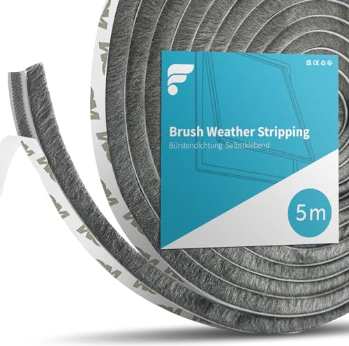 shinfly Bürstendichtung Selbstklebend 9 mm(B) x 15 mm(D) x 5M(L), Bürstendichtung für Rolladen, Tür, Fenster, Schiebetür, Kleiderschränk Insektenschutz, Staub- und Lärm (Grau, 5M)