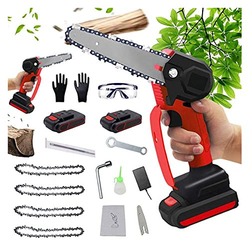 NOALED Sierras de Cadena inalámbricas Sierra de Mano eléctrica portátil de 6 Pulgadas con batería Recargable, Herramienta de jardinería de Ramas de Madera para el hogar, Mini Motosierra