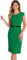 Allegra K Elegant Office Dress for Women's Round Neck Cap Sleeve Belted Work Sheath Dresses Green L