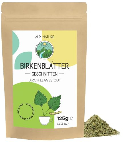 Alpi Nature Foglie Betulla Tisana 125g, Foglie Essiccate e Tagliate per Tè, Tisana Betulla