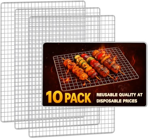 ciAmore Grill-Topper, 10 Stück Einweg-Grillroste, 30 x 39 cm, Backrost-Ersatz, Grillzubehör für Outdoor-Räuchergrills