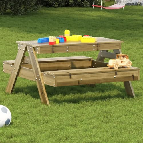 KATERYY Mesa de pícnic para niños Madera Pino impregnada 88x97x52 cm,Mesa de Picnic Infantil de Madera impregnada Resistente y ventilada para jardín, Escuela y Parque Muebles y Accesorios de Jardín