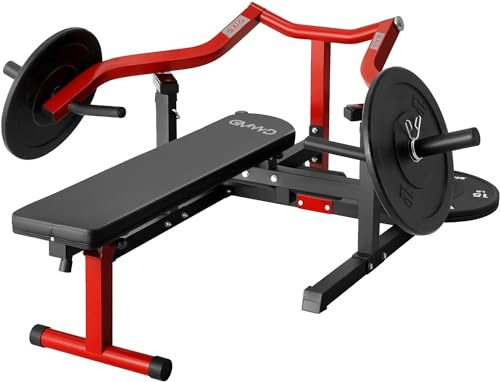 ZERELEK Chest Press Machine, Bench Press Machine with Independent Converging Arms, 1050LBS Plate Loaded Adjustable Flat/Incline Bench for Crunch Training