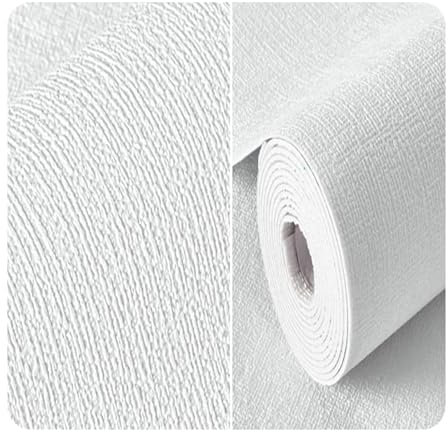 ILiemao Tapete Weiß Struktur Putzoptik Für Wohnzimmer Schlafzimmer Selbstklebende Tapete Blumen Blätter Vinyl Klebefolie Wasserdicht 50cm×5m DIY WandschutzfolieSchlafzimmer Wohnzimmer(L2)