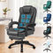 ELFORDSON Executive Office Chair with 8-point Massage Seat Heated, PC Desk Gaming Chair with Armrests Footrest High Back 150° Recliner Tilt Padded Swivel PU Leather, Grey