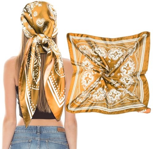 Giantree Damen Seidentücher, 90x90cm Weich Quadratisch Seidenschal Bandana Tuch Seiden Women's scarves Hals Kopftuch Decoration Headwear Geschenk für Frauen(Gelb)