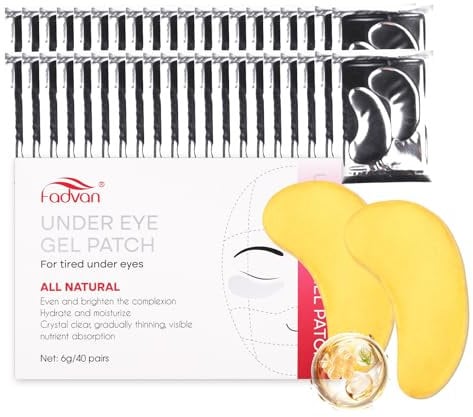 FADVAN Patch Occhiaie e Borse 40 Paia di Collagene Patch Occhi in Idrogel Anti Rughe Idratazione Profonda e Riparazione delle Occhiaie(Oro)