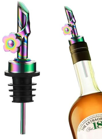 Vertedor de botellas de aceite – Vertedor dispensador de jarabe con peso, boquilla de vertido duradero, boquilla de apertura y cierre automáticos de acero inoxidable 304 para botellas de líquido, 1,2