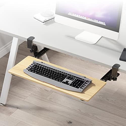 Höhenverstellbare Tastaturablage aus Holz mit verschiebbarer Mausplattform unter dem Schreibtisch, Tastaturschublade, 52 x 25 cm