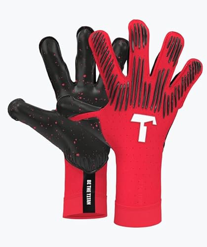T1TAN Rebel 2.0 Solar Red - Torwarthandschuhe Herren - Profi Fussballhandschuhe Erwachsene & Jugendliche - Die Handschuhe für Fußball und jeden Torwart - Größe 8