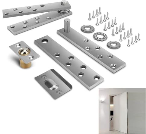 Gugxiom Hidden Door Hinges,360 Degree Rotation Pivot Hinge with Door Ball Latch Hardware,Max 300 Lbs,Hidden Hinges for Bookcase