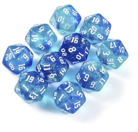 Yourandoll 10 STÜCKE Polyedrische Würfel Doppel-Farben 20mm D20 Würfel Dice Spielwürfel for DND RPG Tischspiele (Blau Grün)