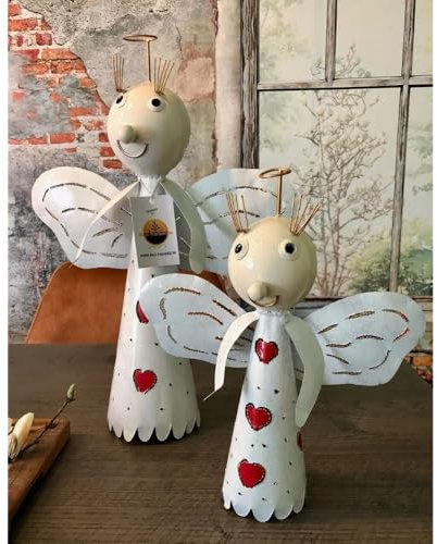 Generisch Weihnachtsengel 45cm Metall handgefertigt Weihnachtsdekor und Weihnachten Deko (45x35x12 cm)