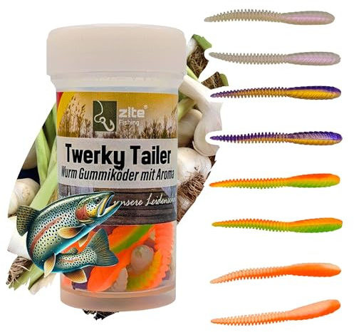 Zite Fishing Twerky Tailer Forellenköder Gummi | 3in1 Gummiköder / | Angelköder Forelle | Made in Germany | Phthalatfrei | Forellenangeln Köder&Spoons Alternative, Forelle