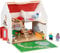 goki CityLife 51458 - Casa de muñecas portátil de madera - Casa de juegos de 54 piezas con muebles y muñecas totalmente amueblada con asa de transporte